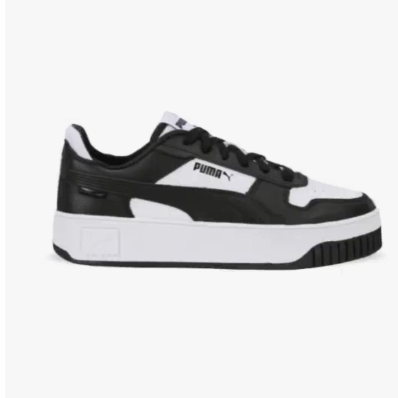 Puma Women's Carina Black and White Sneakers - Picture 1 of 15